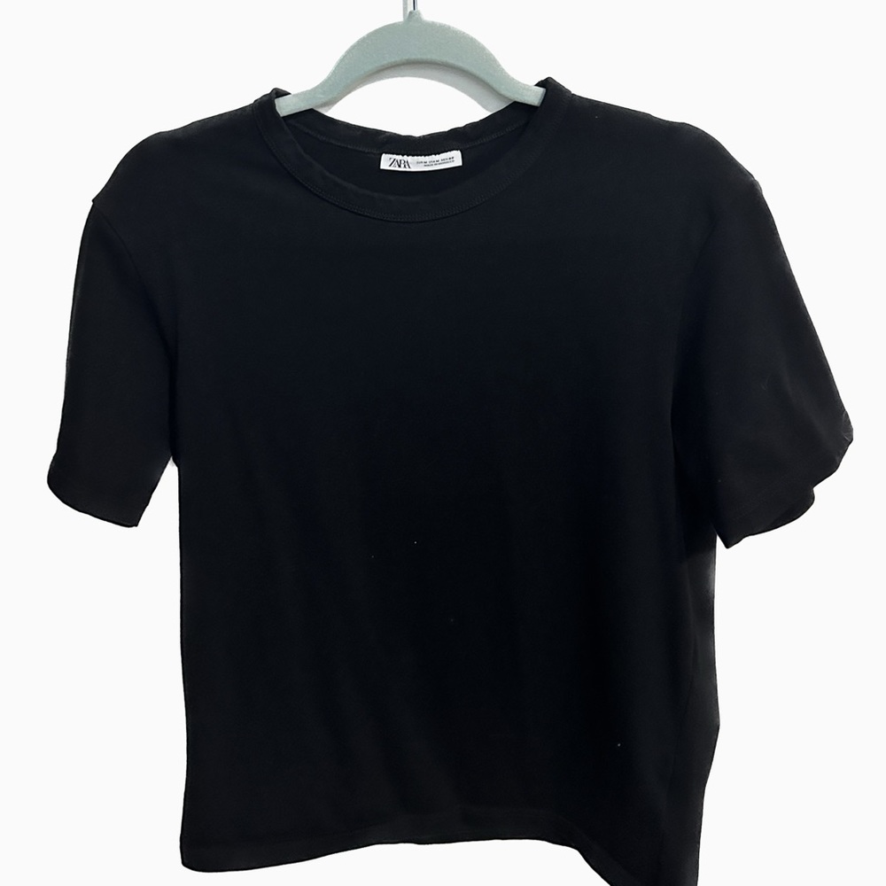 plain black zara shirt size M Medium cotton t shirt